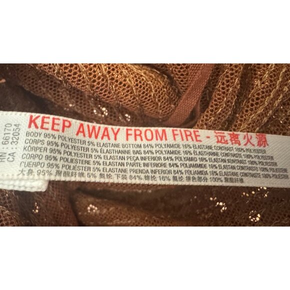 Free People XS Women's Shimmer & Shine Thong Bodysuit, Sunset, Brown, Metallic - Picture 14 of 15